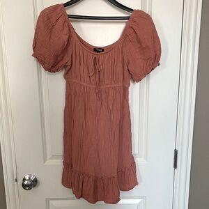 Trixxi Terracotta Puff Sleeve Mini Dress